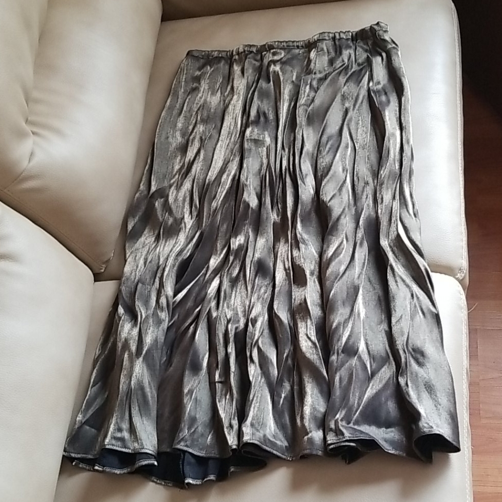 Metallic midi twirl slip skirt